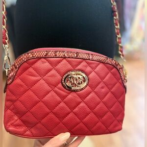 Vintage Sharif Red Quilted Crossbody Bag Chain Strap Leather Luxe Small Purse